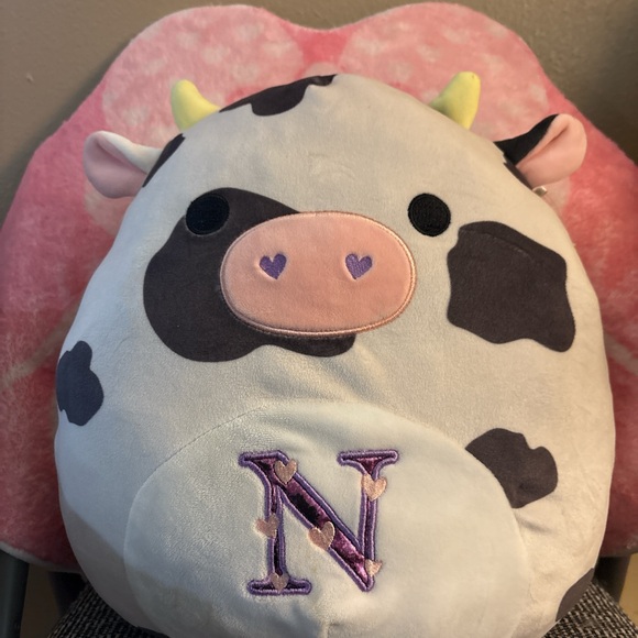 Cute kawaii Cow Plush stuffed animal with Pink and Purple Accents squishmallow - Picture 1 of 4